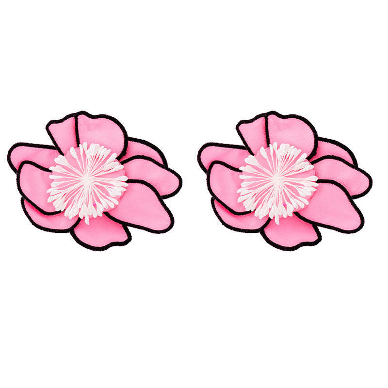 Fashionable Fabric Multi-layered Colorful Flower Earrings-consonak