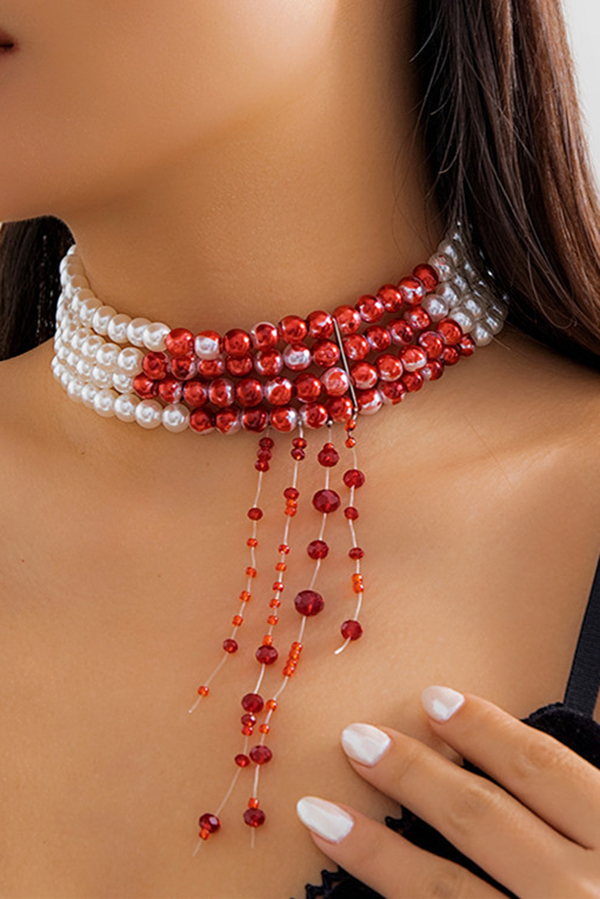 Gothic Blood Drop Tassel Halloween Personalized Necklace-consonak