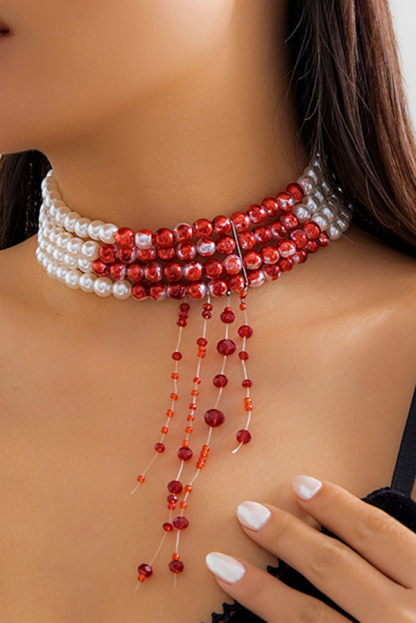 Gothic Blood Drop Tassel Halloween Personalized Necklace-consonak