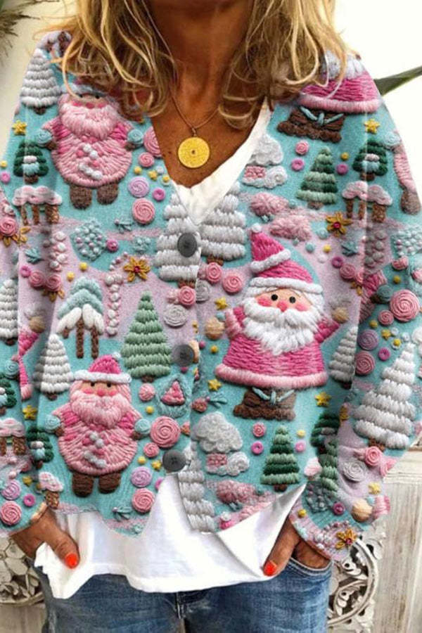 Knitted Long Sleeved Cardigan with Fun Printed Buttons-consonak