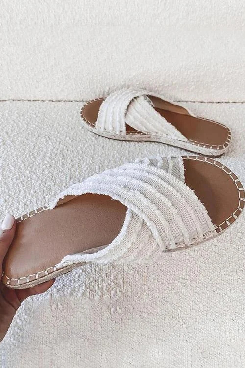 Bohemian Flat Straw Cross-over Fisherman Shoes-consonak