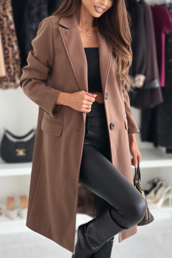Fashionable Casual Lapel Long Sleeve Single Breasted Loose Coat-consonak