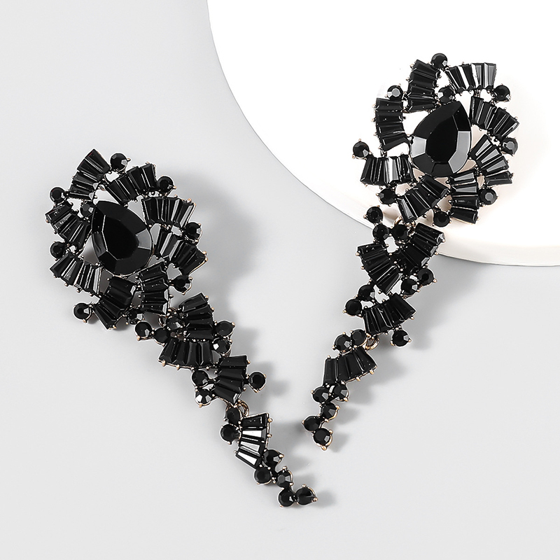 Retro Alloy Acrylic Flower Long Earrings-consonak