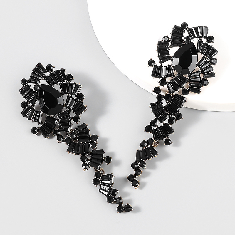 Retro Alloy Acrylic Flower Long Earrings-consonak