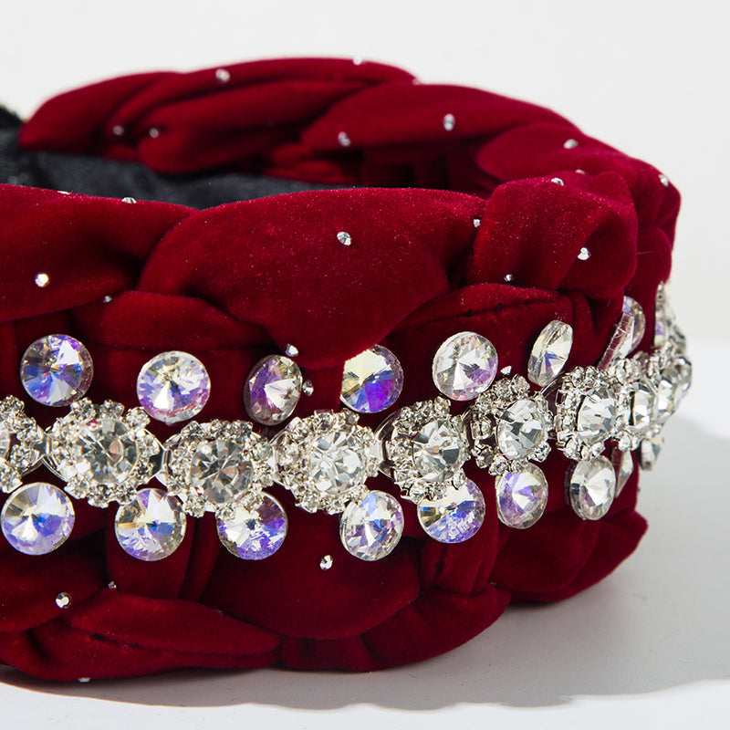 Light Luxury Starry Velvet Braided Diamond Headband-consonak