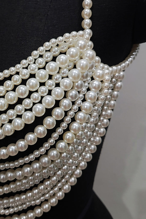 Multi-layer Faux Pearl Bra-Consonak