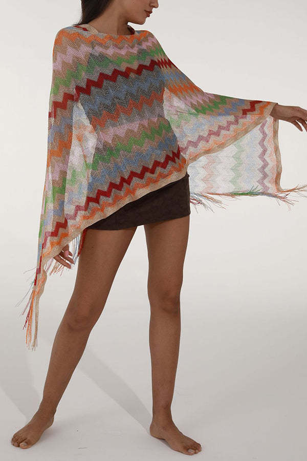 Fashionable Colorful Knitted Sunscreen Beach Shawl-consonak
