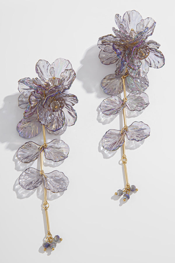 Fashionable Tassel Floral Mermaid Pearlescent Earrings-consonak