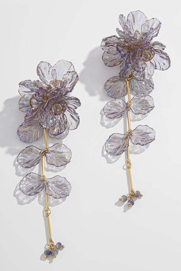 Fashionable Tassel Floral Mermaid Pearlescent Earrings-consonak