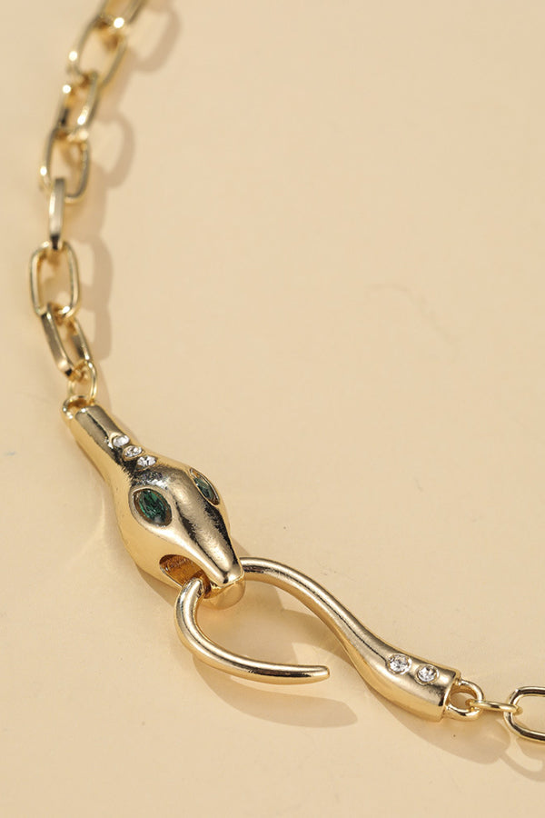 Vintage Metal Diamond Ouroboros Necklace-consonak