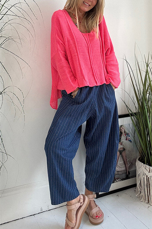 Solid Color Casual Long-sleeved Loose Knitted Sweater-consonak