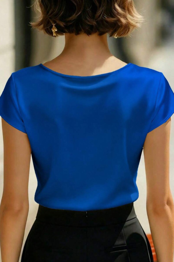 Solid Color Crossover V-neck Short-sleeved Slim-fit Casual Top | Consonak