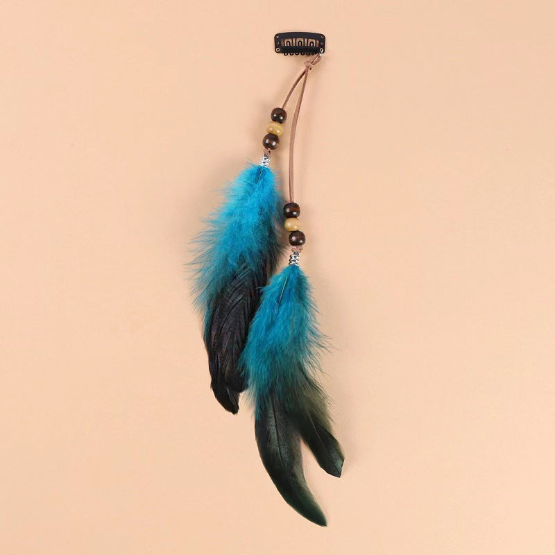 Bohemian Style Colorful Handmade Feather Tassel Hair Clip-consonak
