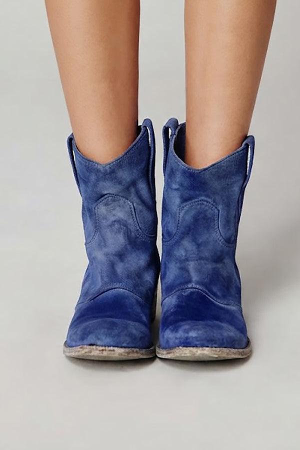 Faux Suede Mid-calf Boots with Low Heels-Consonak