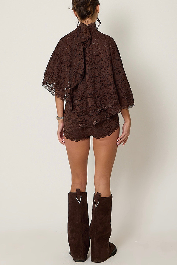 Carmen Lace Mid Rise Side Zipper Mini Shorts