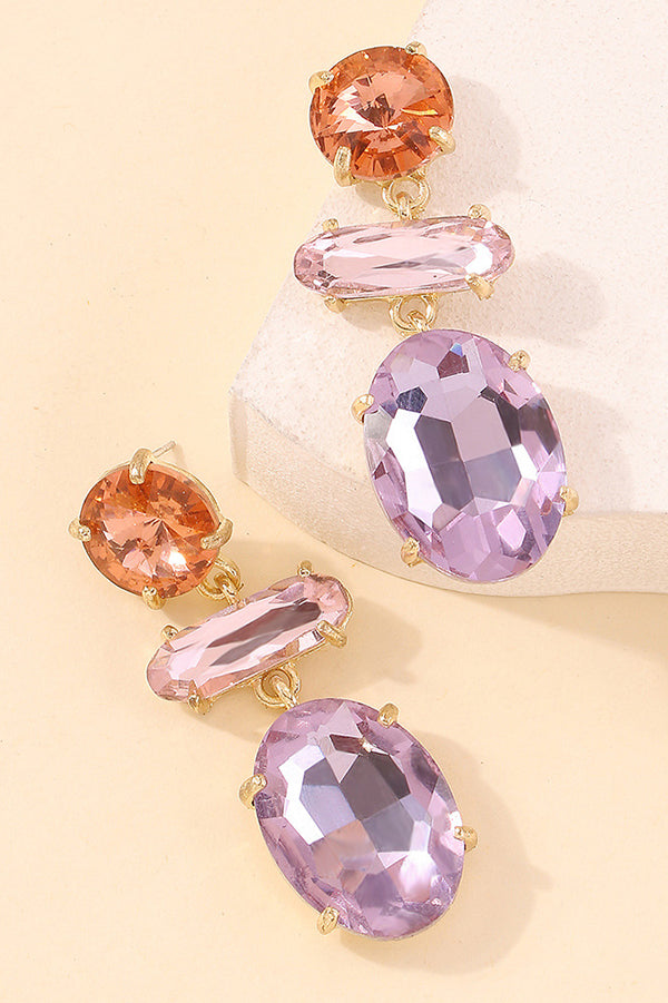 Temperament Contrasting Color Faceted Diamond Earrings-consonak