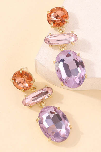 Temperament Contrasting Color Faceted Diamond Earrings-consonak