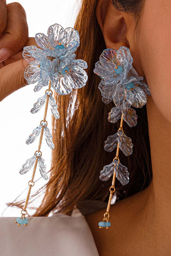 Fashionable Tassel Floral Mermaid Pearlescent Earrings-consonak