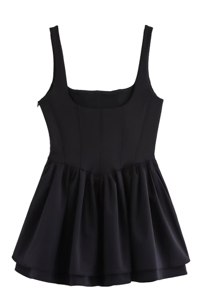 Solid Velvet Square Neck Slim Fit Mini Dress-consonak