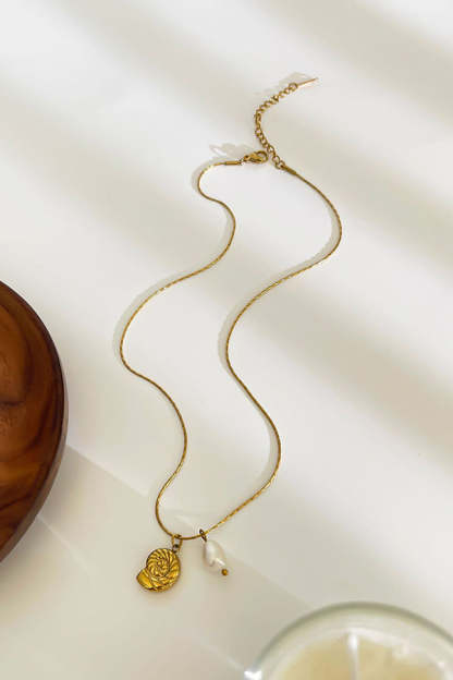 Simple Stainless Steel Conch Starfish Pearl Exquisite Mix and Match Necklace-consonak