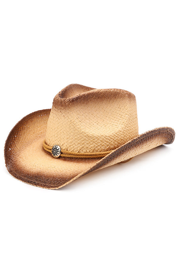 Vintage Western Cowboy Sun Protection Woven Straw Hat-consonak