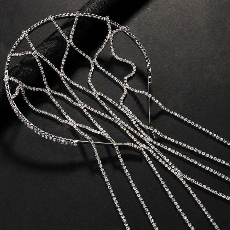 Fashionable and Light Luxury Rhinestone Tassel Headband-consonak