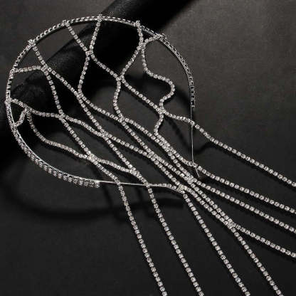 Fashionable and Light Luxury Rhinestone Tassel Headband-consonak