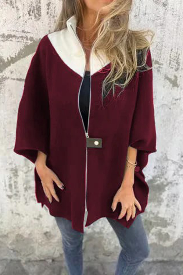 Fashionable Casual Stand Collar Zippered Loose Jacket-consonak