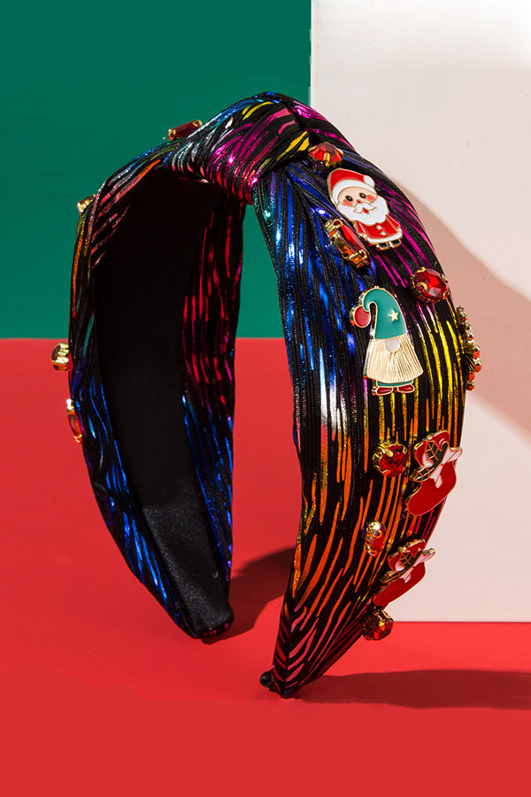 Christmas Colorful Diamond Alloy Embellished Fabric Headband-consonak