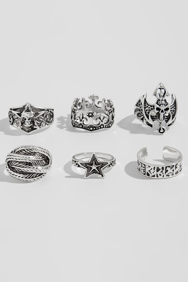 Dark Punk Retro Ring Set | Consonak
