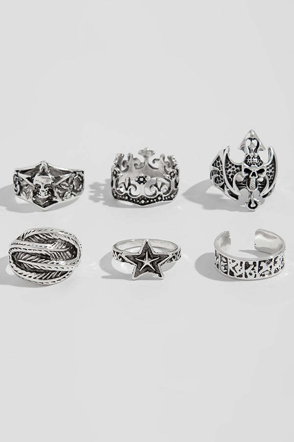 Dark Punk Retro Ring Set-consonak