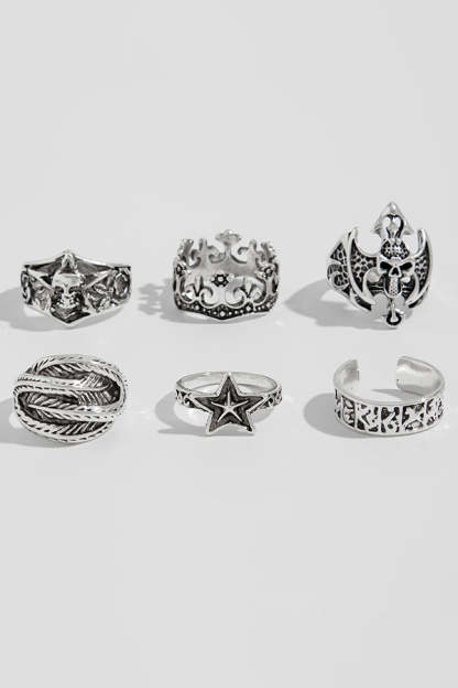 Dark Punk Retro Ring Set-consonak