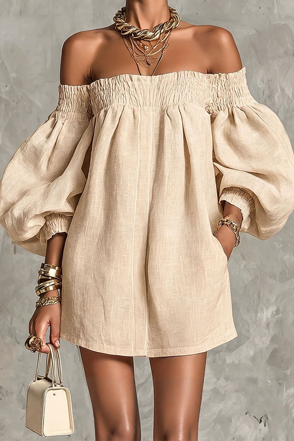 Sienna Lantern Sleeve Off-The-Shoulder Dress-Consonak
