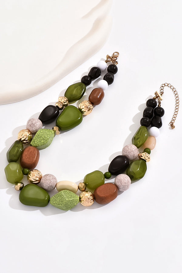 Bohemian Forest-style Resin Necklace-consonak