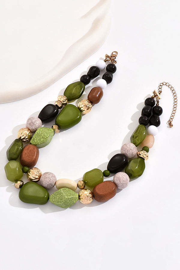 Bohemian Forest-style Resin Necklace-consonak