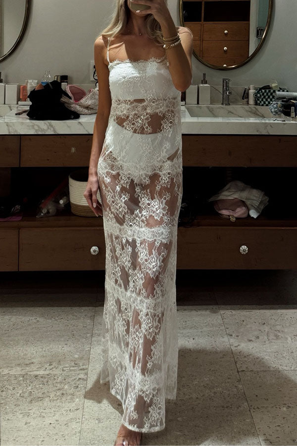 Seraphina  Lace Sheer Slip Maxi Dress-Consonak