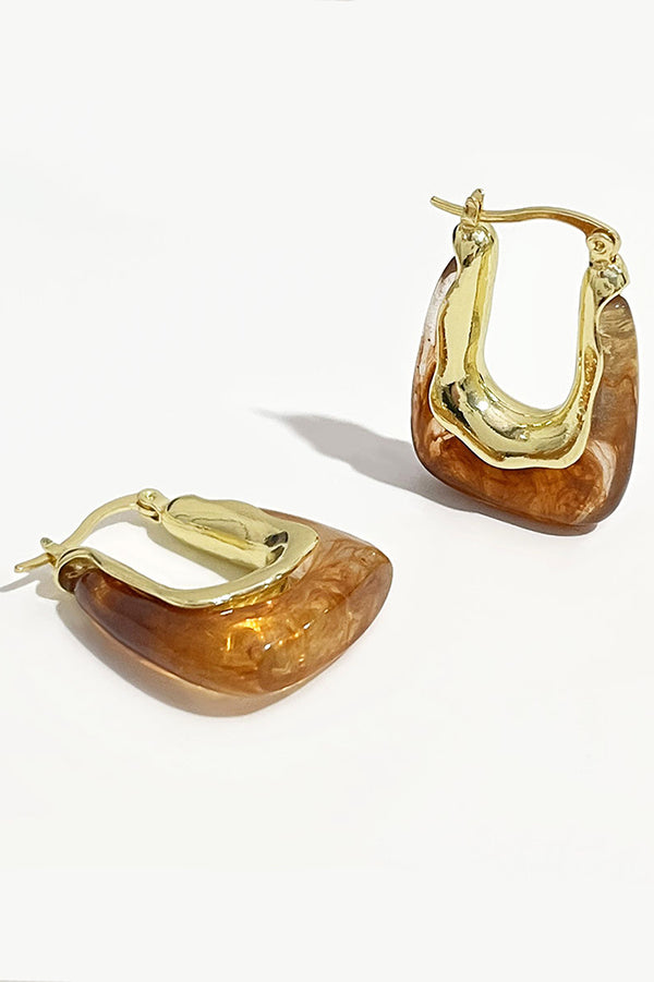 Fashionable Geometric U-shaped Colorful Jelly Earrings-consonak