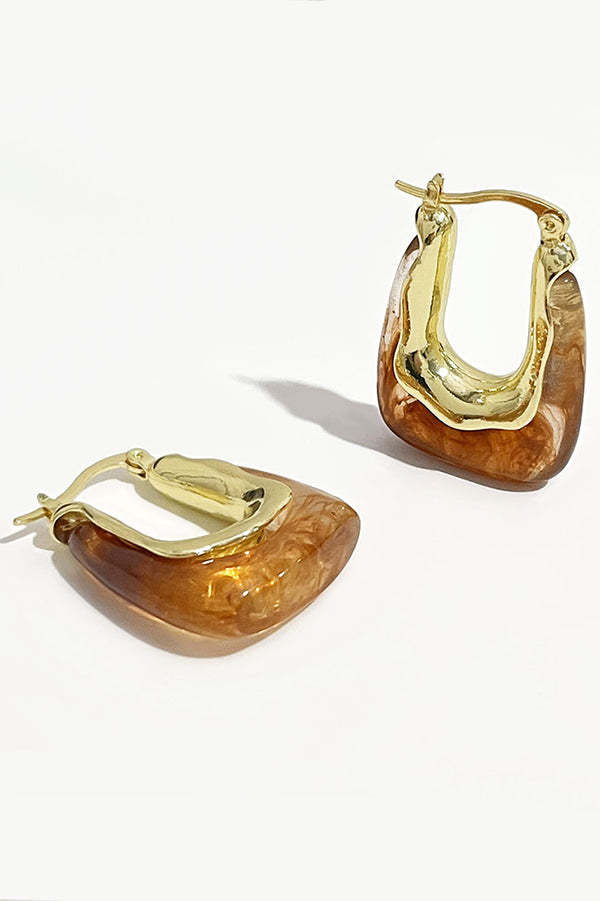 Fashionable Geometric U-shaped Colorful Jelly Earrings-consonak