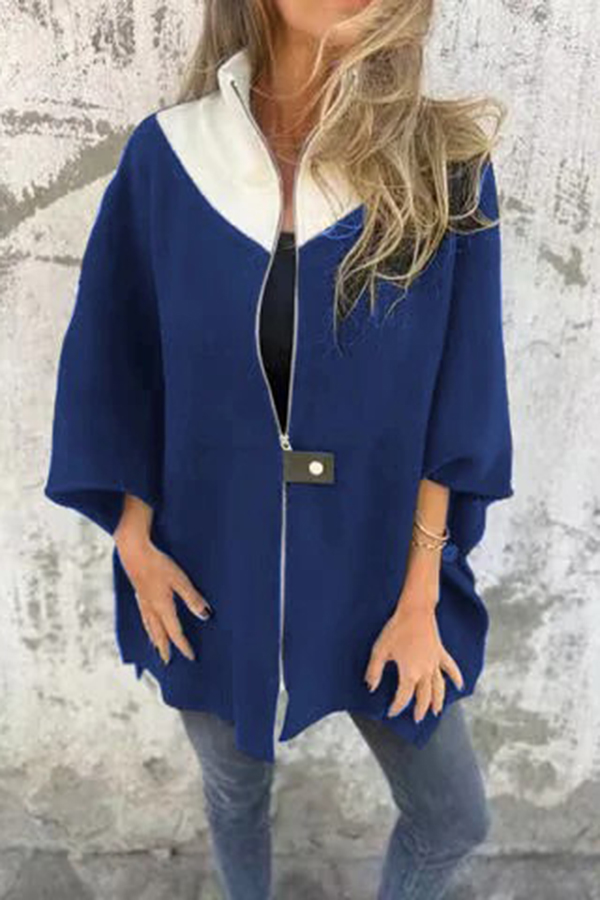 Fashionable Casual Stand Collar Zippered Loose Jacket-consonak