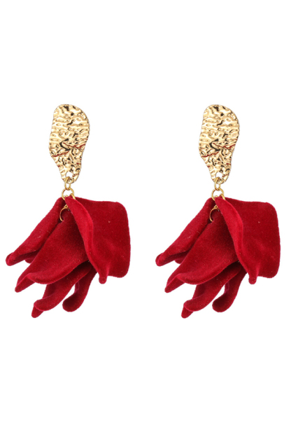 Sweet Flocked Rose Petal Earrings-consonak