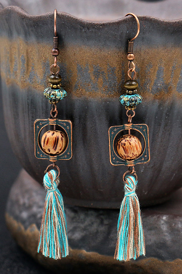 Fashionable Hollow Carved Alloy Tassel Retro Earrings-consonak