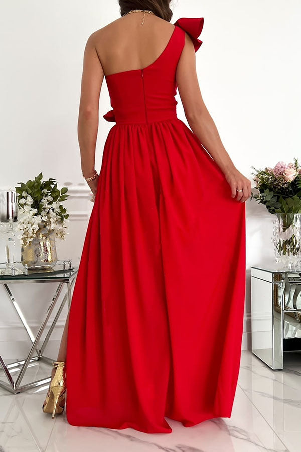 Darling Muse Ruffle One Shoulder Party Maxi Dress | Consonak