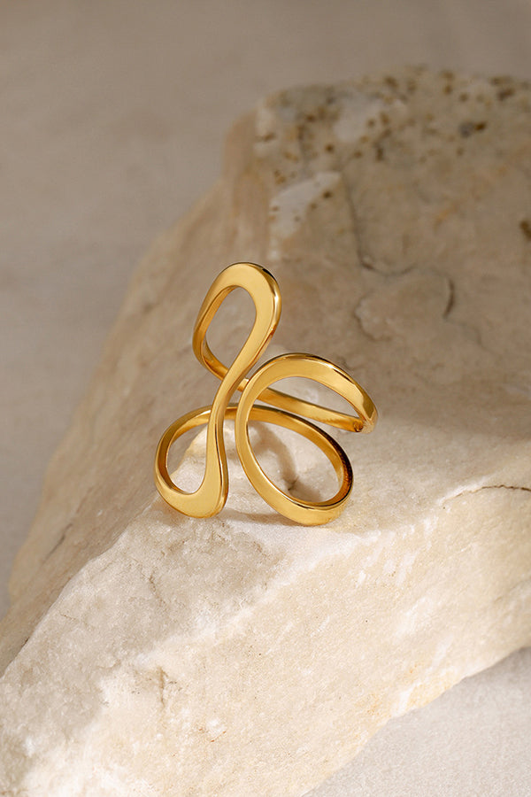 Simple Special-shaped Lines Stainless Steel Open Ring-consonak