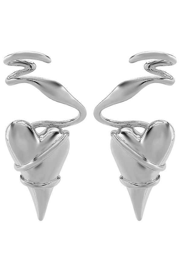 Fashionable Thorn-wrapped Heart Earrings-consonak