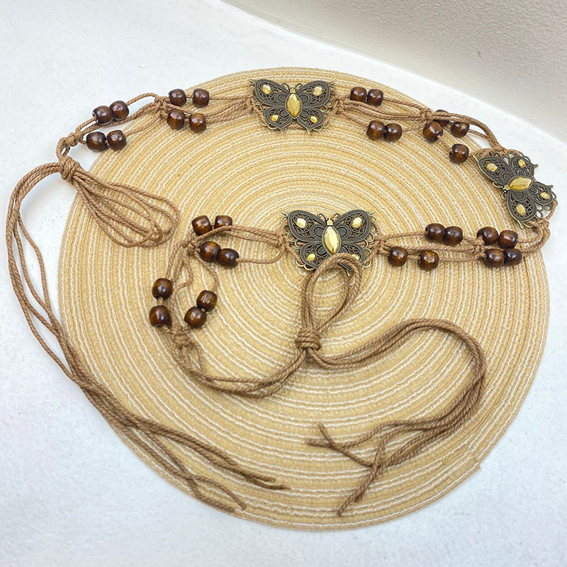 Bohemian Metallic Butterfly Handwoven Belt-consonak