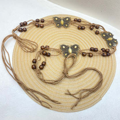 Bohemian Metallic Butterfly Handwoven Belt-consonak