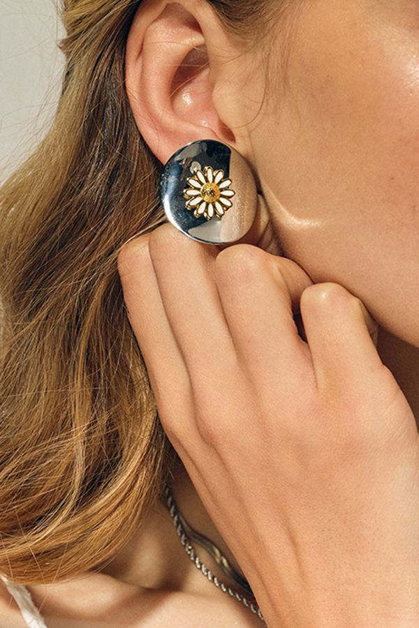 Fashionable Daisy Disc Earrings-consonak
