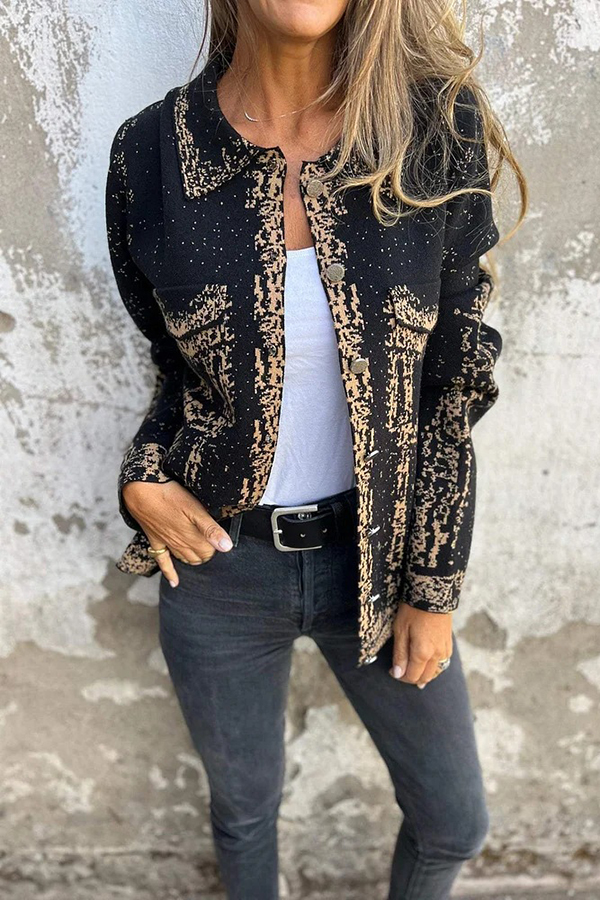 Fashionable Lapel Metal Buckle Casual Loose Jacket-consonak