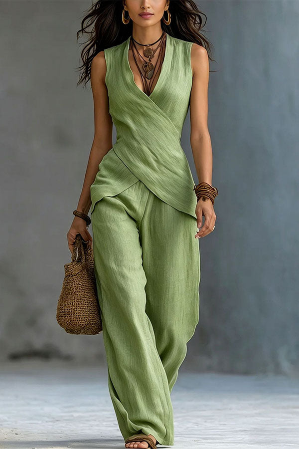 Coastal Muse Linen-Look Two-Piece Set-Consonak