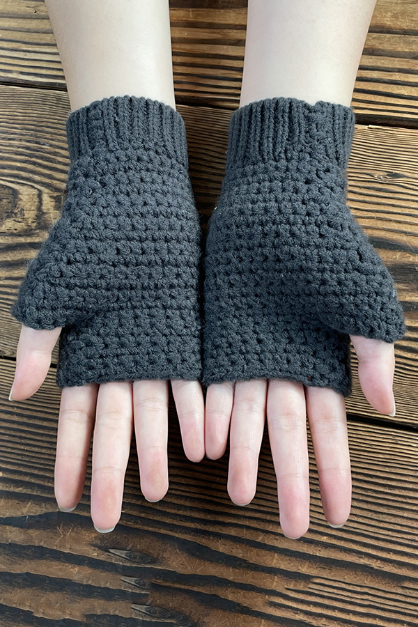 Knitted Sunflower Warm Half Finger Wool Gloves-consonak